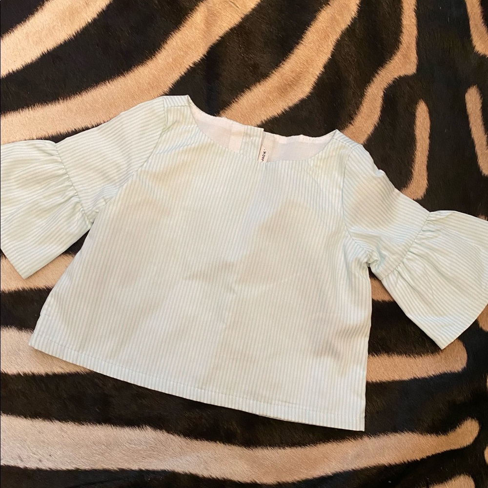 NWOT Janie & Jack Mint Striped Bell Sleeve Top